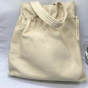 NEW Chanel Large Cambon Beige Calfskin CC Patent Leather Logo Tote Shoulder  Bag